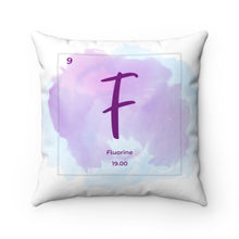 Load image into Gallery viewer, Fluorine | Periodic Element Square Pillow
