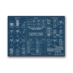 'Blueprint for Happy Hour' -  Iconic Cocktail Wall Art - Petite Lab Creations