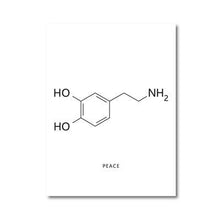 Load image into Gallery viewer, &#39;Peace, Love, Happiness&#39; - Molecule Wall Art - Petite Lab Creations
