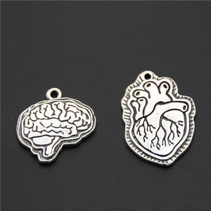 'In love with anatomy' -  Human Brain & Heart Pendant Necklace - Petite Lab Creations